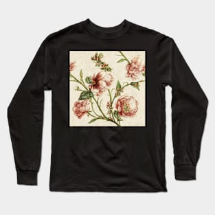 Vintage Peach and Pink Romantic Floral Long Sleeve T-Shirt